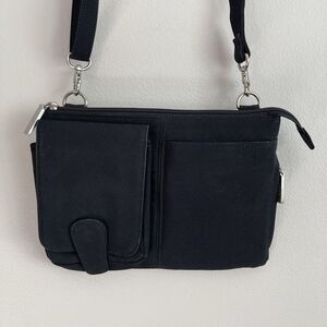 HOBO International Black Small Crossbody Bag Organizer Purse Pockets Travel